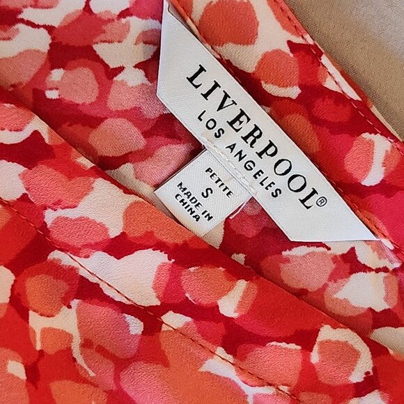 Liverpool Los Angeles Petite V-Neck Flutter Sleeve Blouse Top Shirt Watermelon - Picture 9 of 11